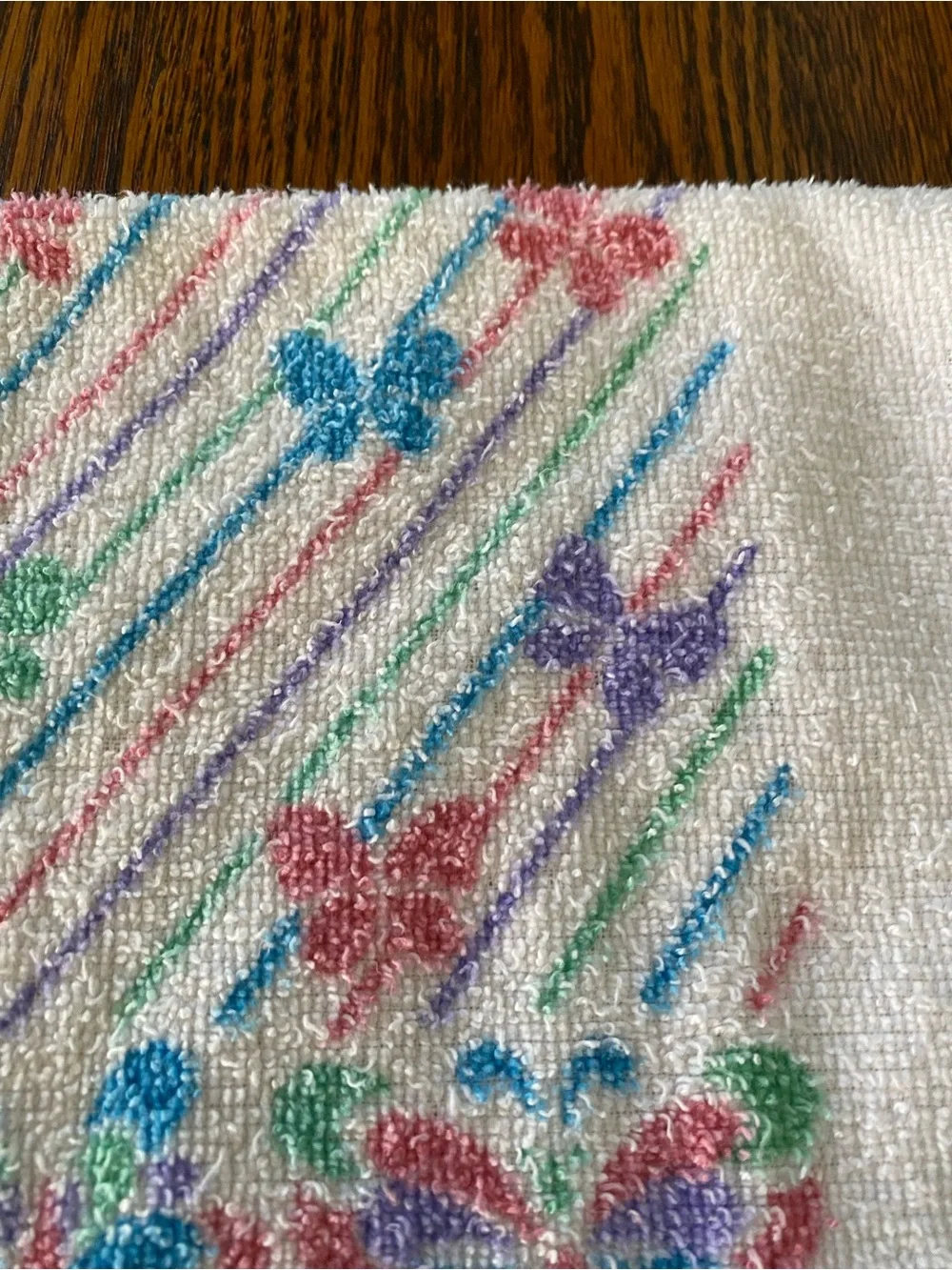 Vintage Cannon Multicolor Pastel Butterfly Hand Towel 1970s / 1980s